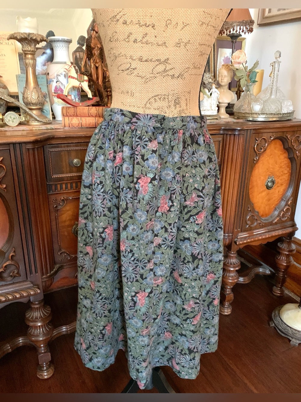Vintage 90's Boho Hippie Gypsie Edwardian-inspo Peasant Cottagecore Floral Skirt - Picture 3 of 11